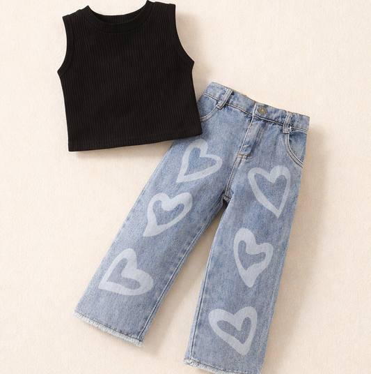 Set de corazones para niña 3T | Outfit completo, cómodo y moderno