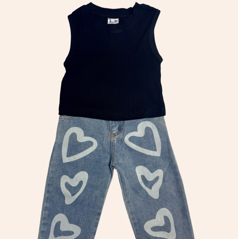 Set de corazones para niña 3T | Outfit completo, cómodo y moderno