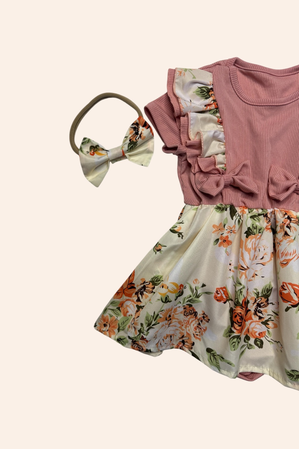 Romper floral con lazo para bebé niña 9-12M | Delicado y cómodo