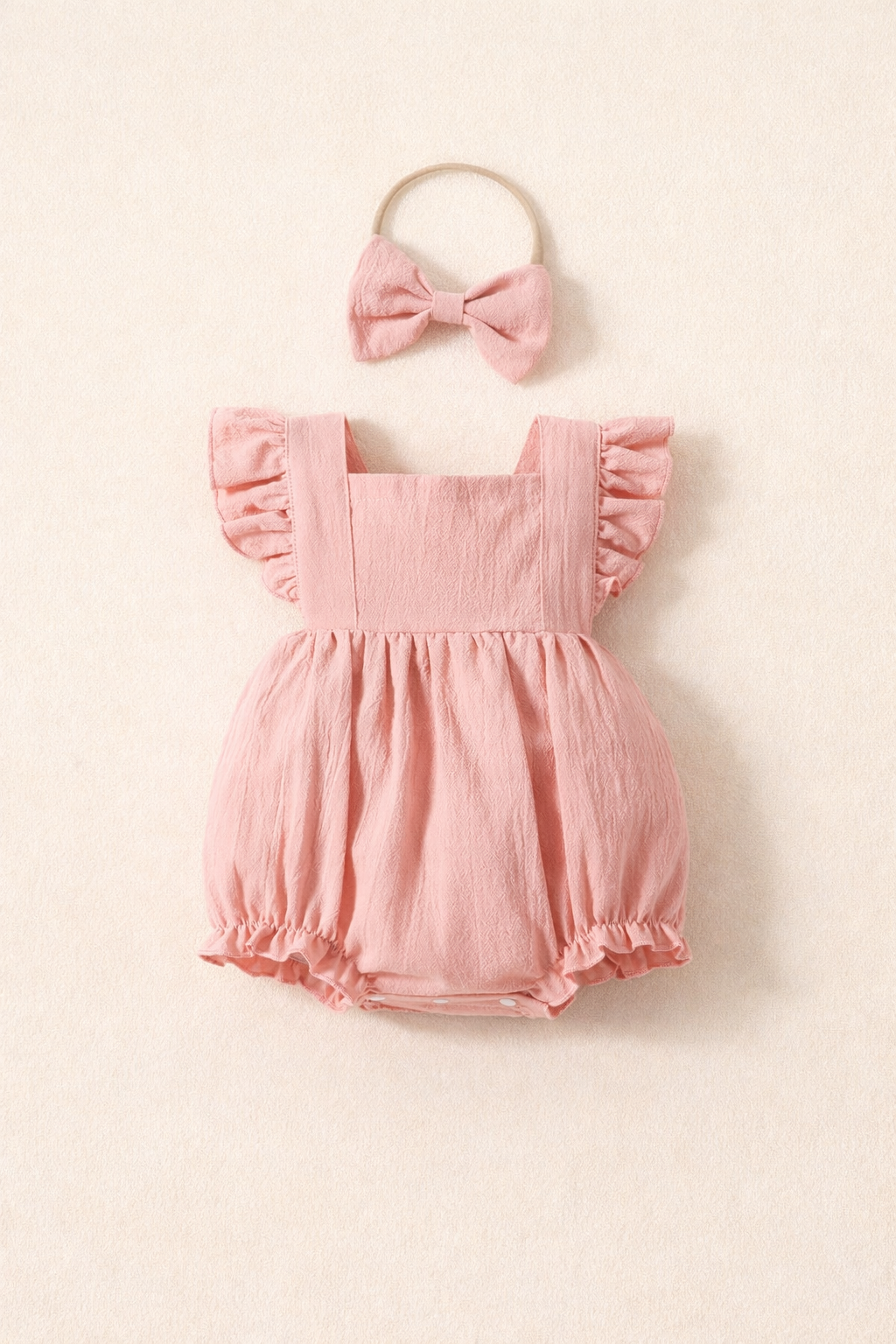 Romper rosado con lazo para bebé niña 6-9M | Dulce, cómodo y fresco